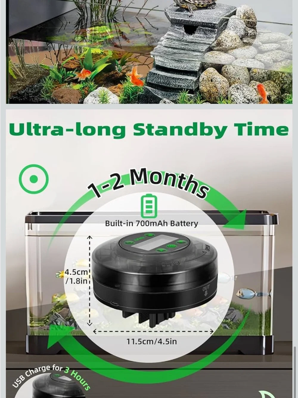 Automatic Fish Feeder - Auto Fish Food Dispenser for Fish Turtle Tank